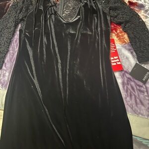 MARINA Black Velvet and Lace Dress